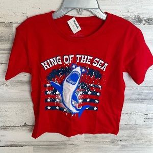 Boys Shark USA Shirt Size L (8) NEW